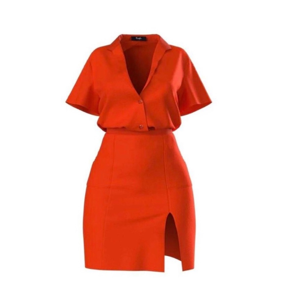 Hanifa Robyn two piece skirt set in Flame (orange/red)